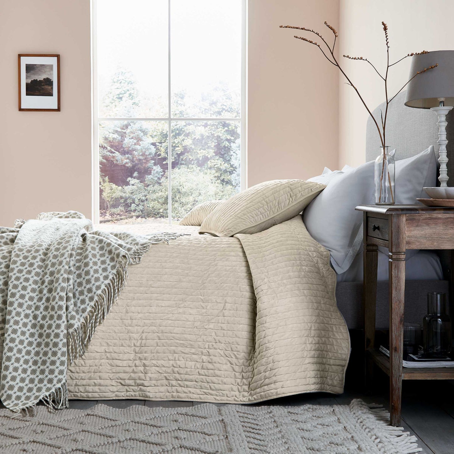 Flynn Quilted Throw, Linen