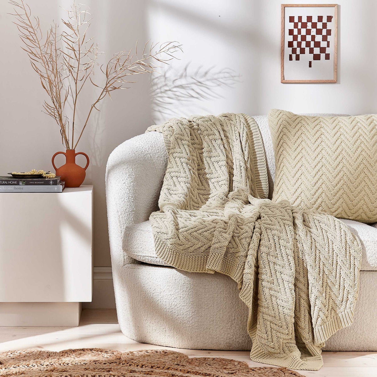 Harris Chunky Knit Throw, Linen