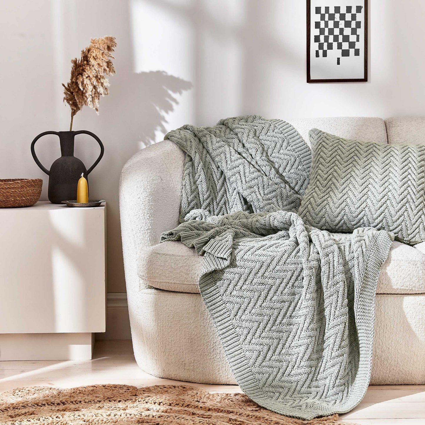 Harris Chunky Knit Throw, Cloud Grey