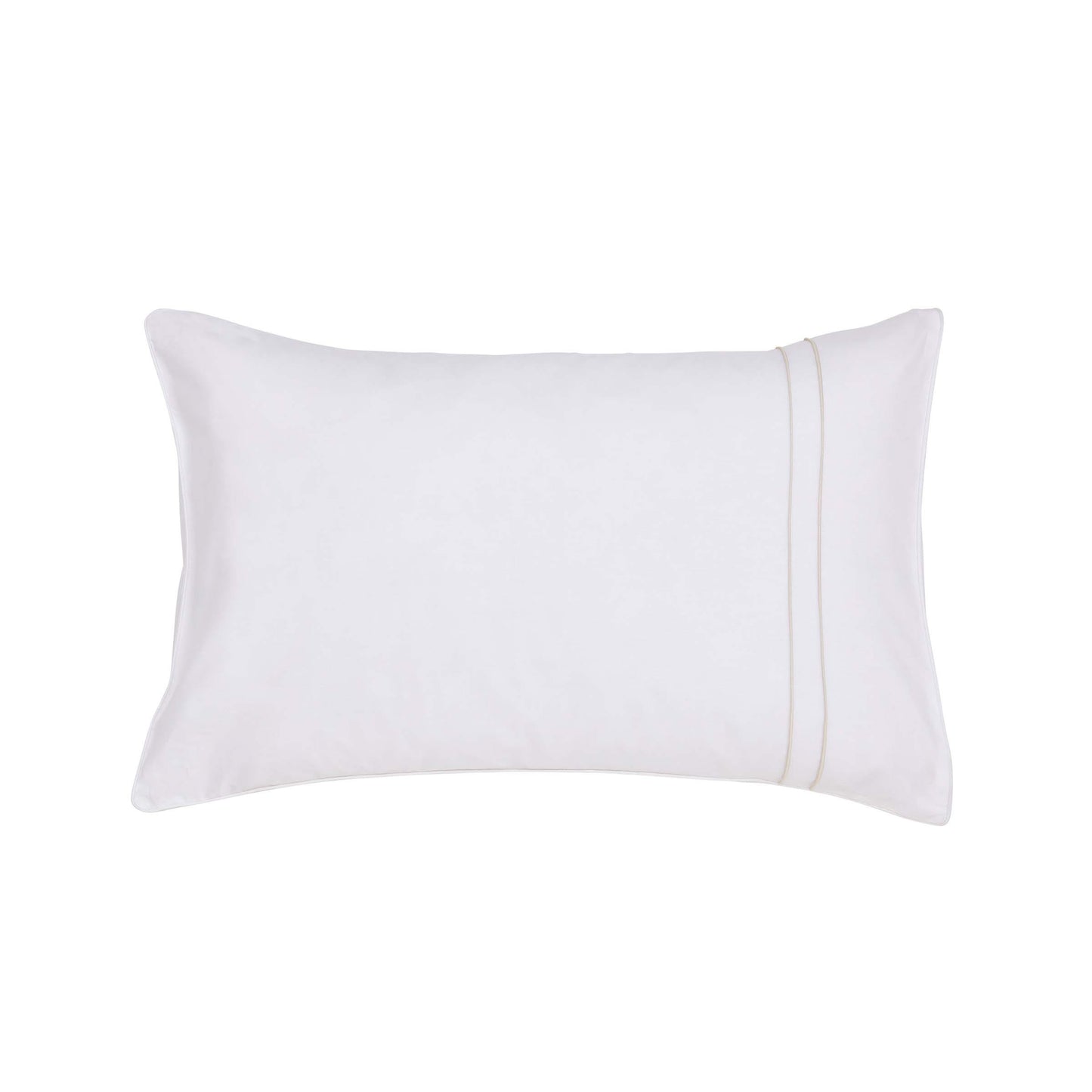 White Murmur Standard Pillowcase with Ivory Pinstripe
