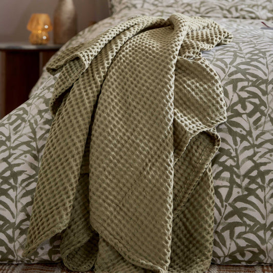Tess Waffle Throw, Sage Green
