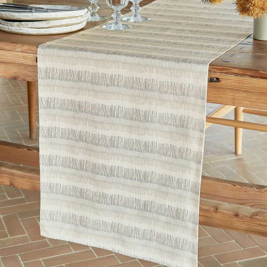 Moya Table Runner, Charcoal/Canvas Cream