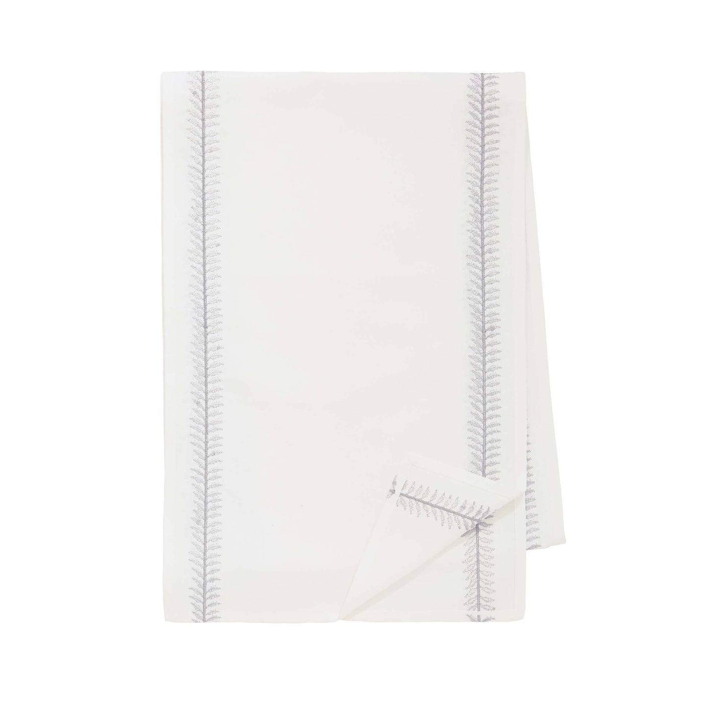Elsie Embroidered Table Runner, White/Silver