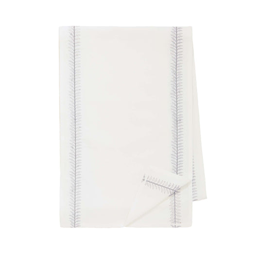 Elsie Embroidered Table Runner, White/Silver