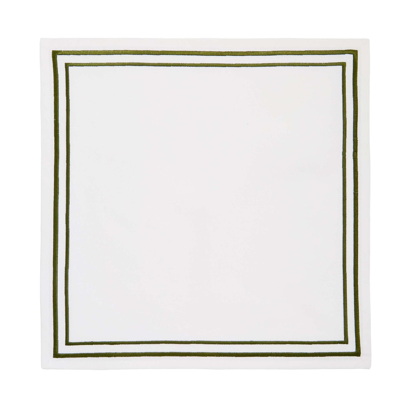 Embroidered Twin Edge Napkins, Green  - Set of 4