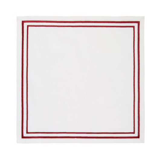 Embroidered Twin Edge Napkins, Red - Set of 4