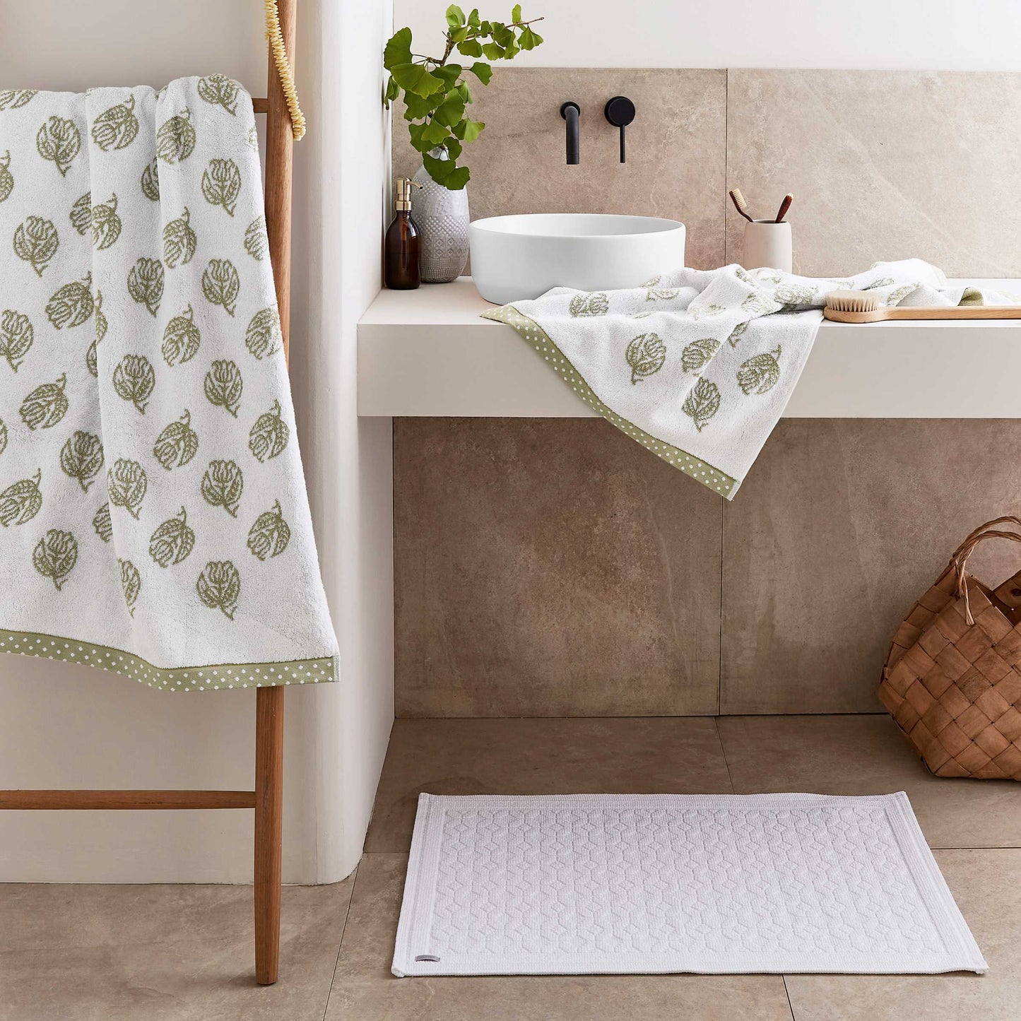Georgia Pure Cotton Floral Towels, Mourne Green