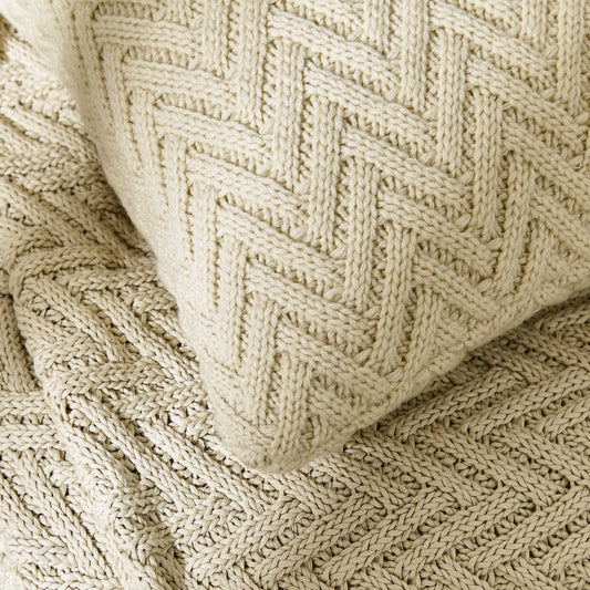 Harris Chunky Knit Cushion 50cm x 50cm, Linen