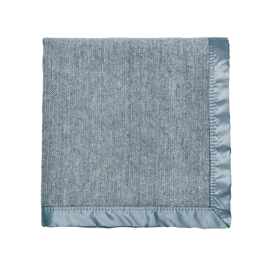 Lewin Wool Herringbone Woven Throw, Ballintoy Blue