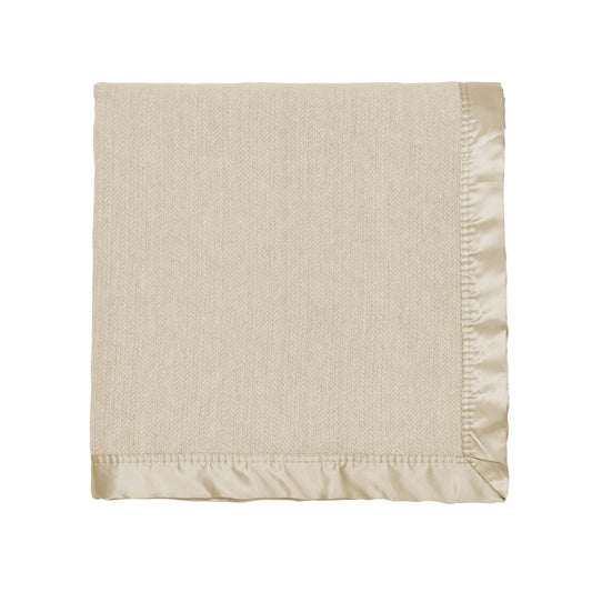 Lewin Wool Herringbone Woven Throw, Linen