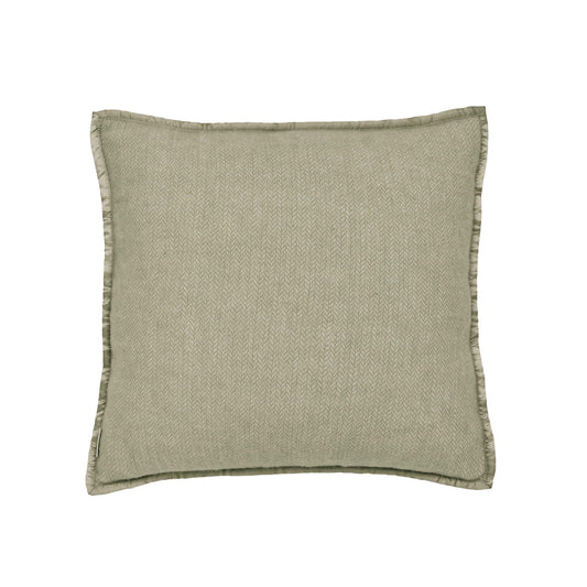 Lewin Wool Herringbone Woven Cushion 45cm x 45cm, Mourne Green