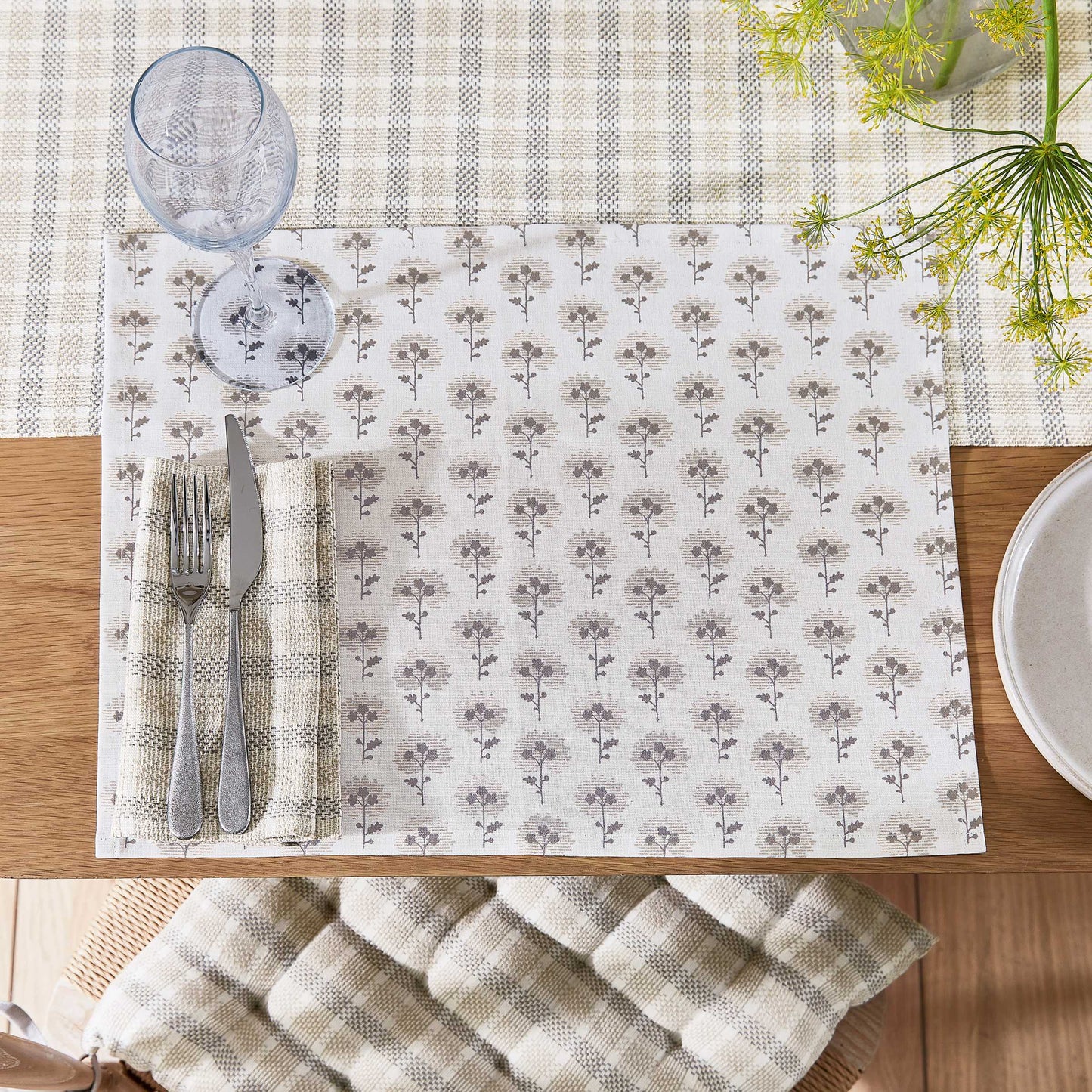 Ebba Placemat, Linen & Grey - Set of 2