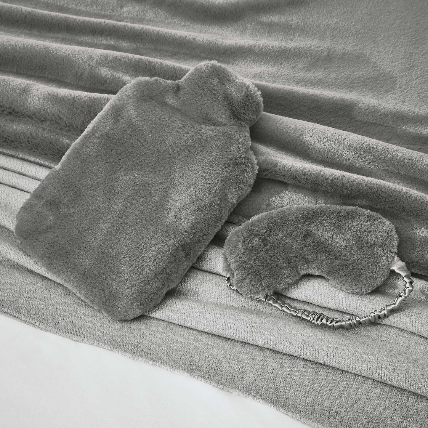 Skye Faux Fur Hot Water Bottle & Cover, Storm Grey