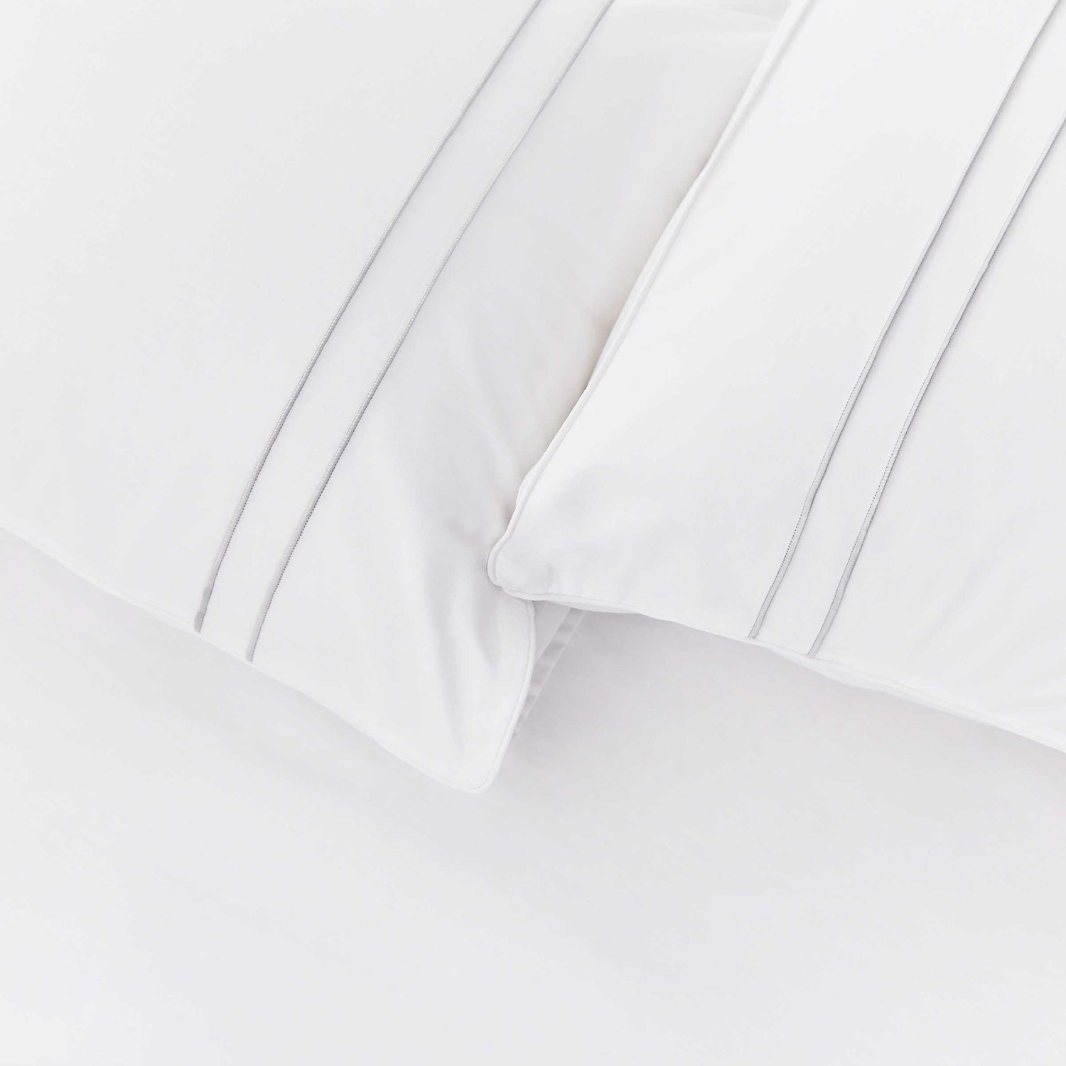White Murmur Standard Pillowcases with Grey Pinstripe