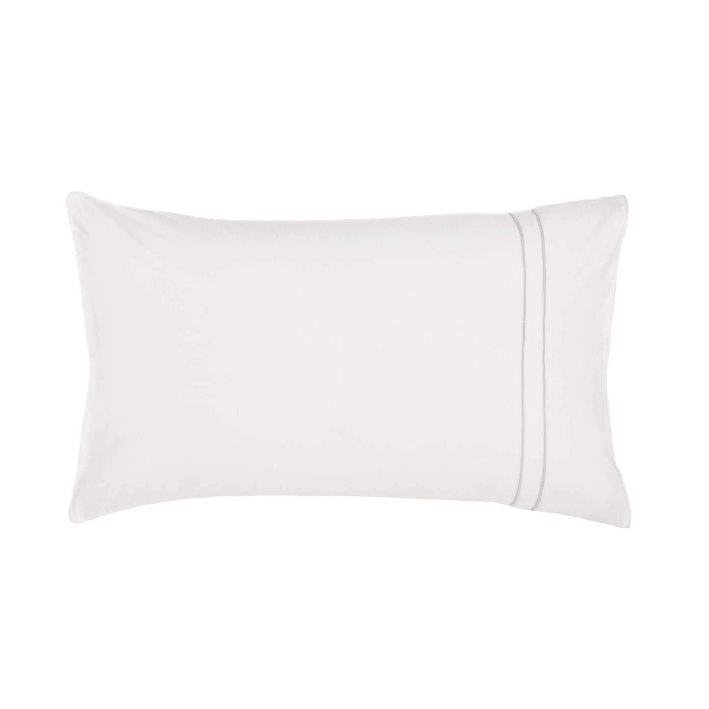 White Murmur Standard Pillowcase with Grey Pinstripe