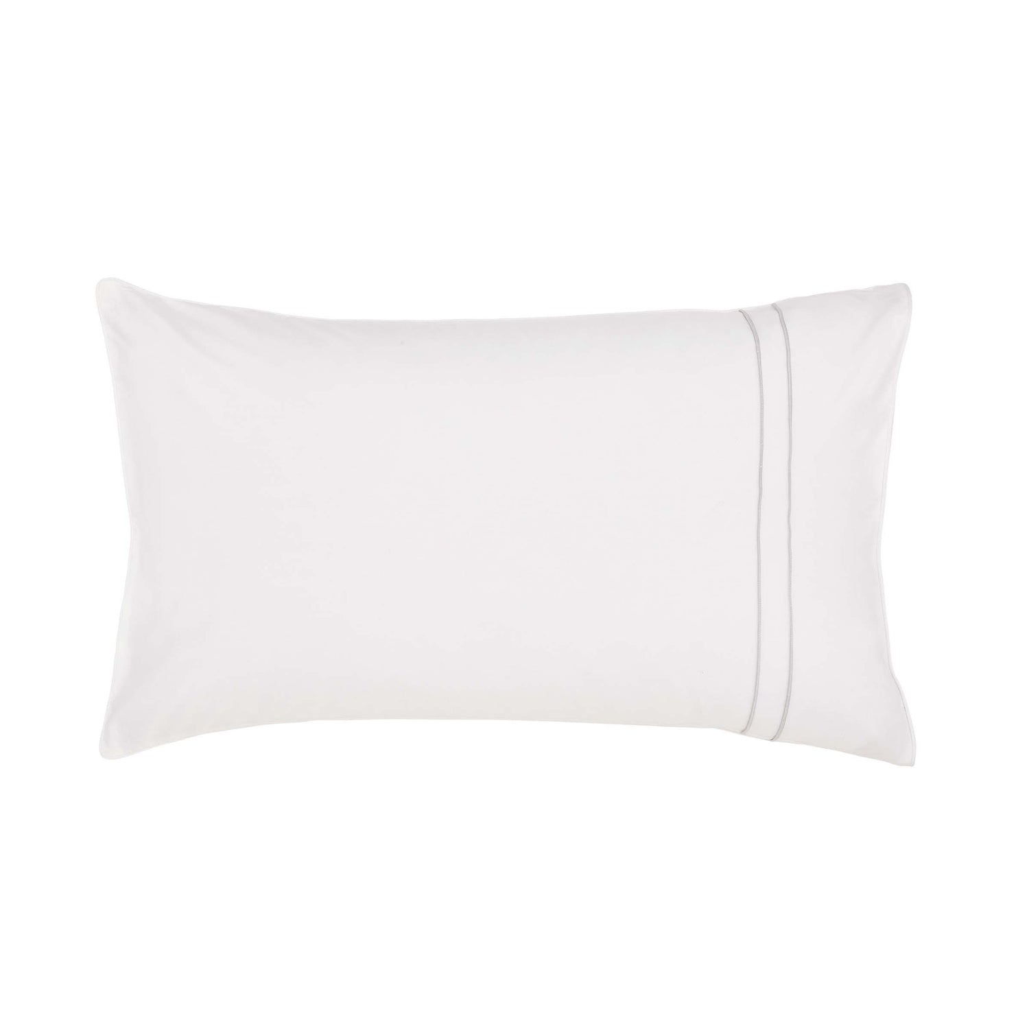 White Murmur Standard Pillowcase with Grey Pinstripe