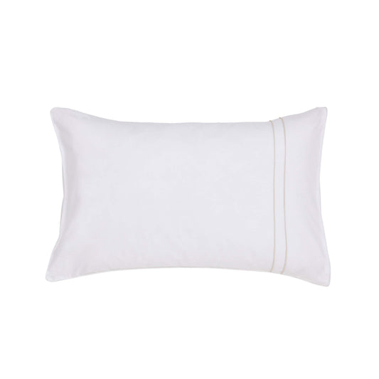 White Murmur Standard Pillowcase with Ivory Pinstripe