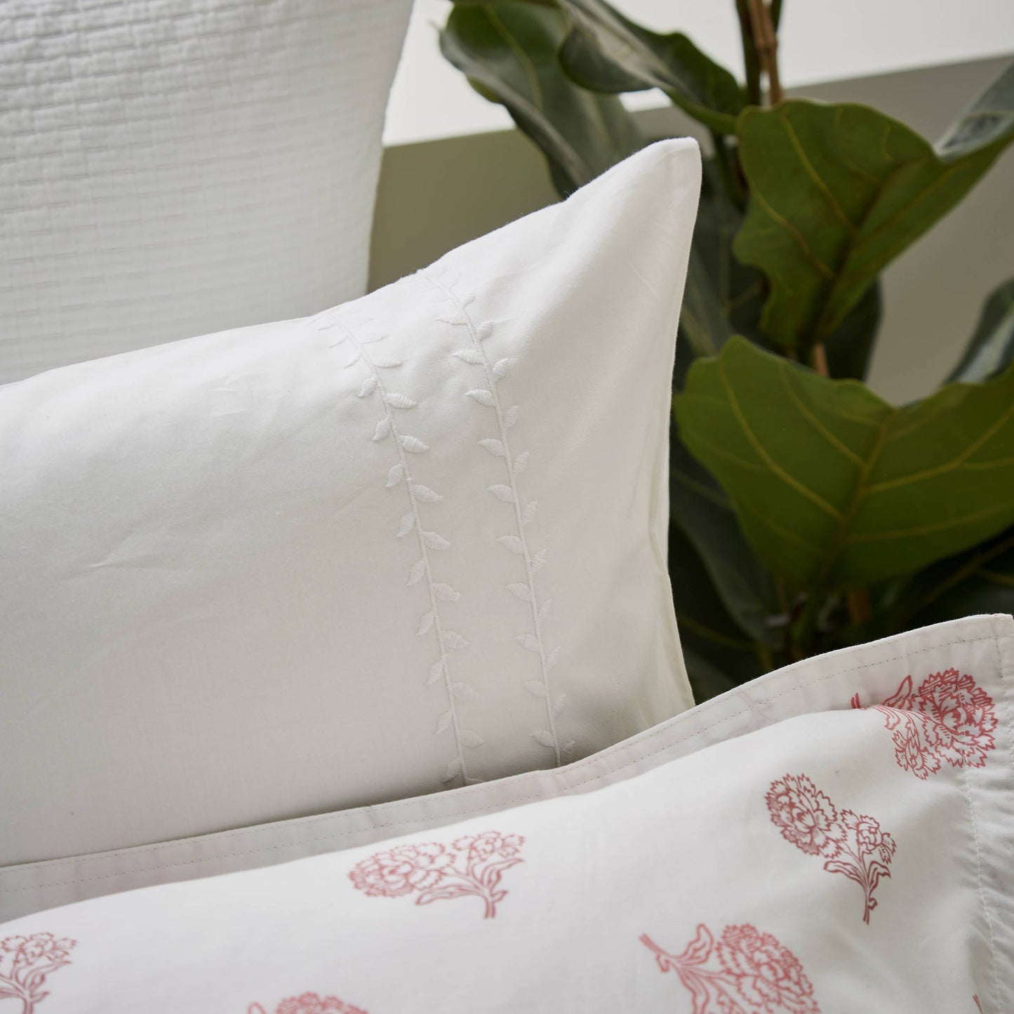 Clemmie Pillowcase Rose Shell & White