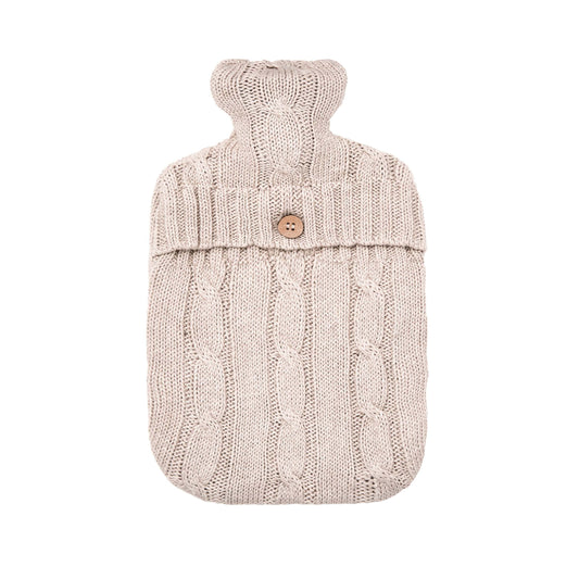 Cable Knit Hot Water Bottle & Cover, Linen