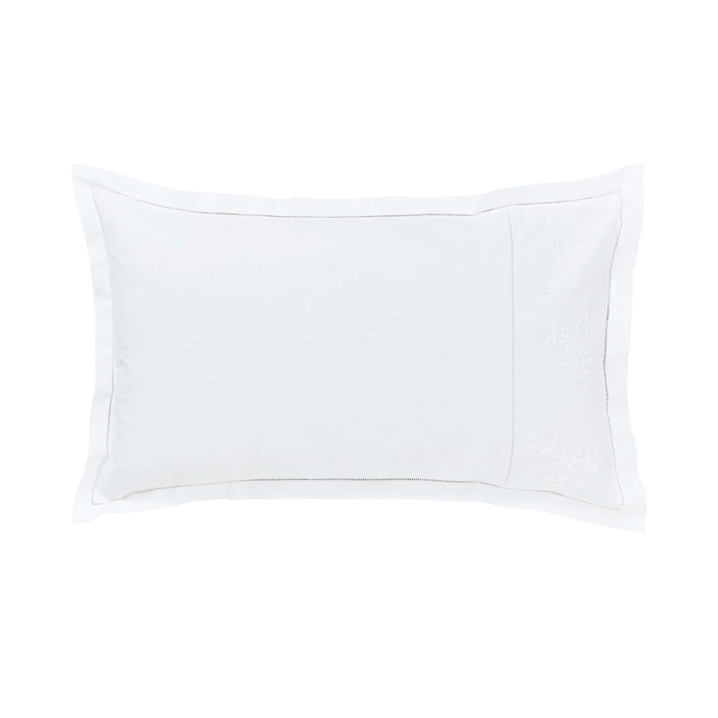 White Embroidered Floral Oxford Pillowcase