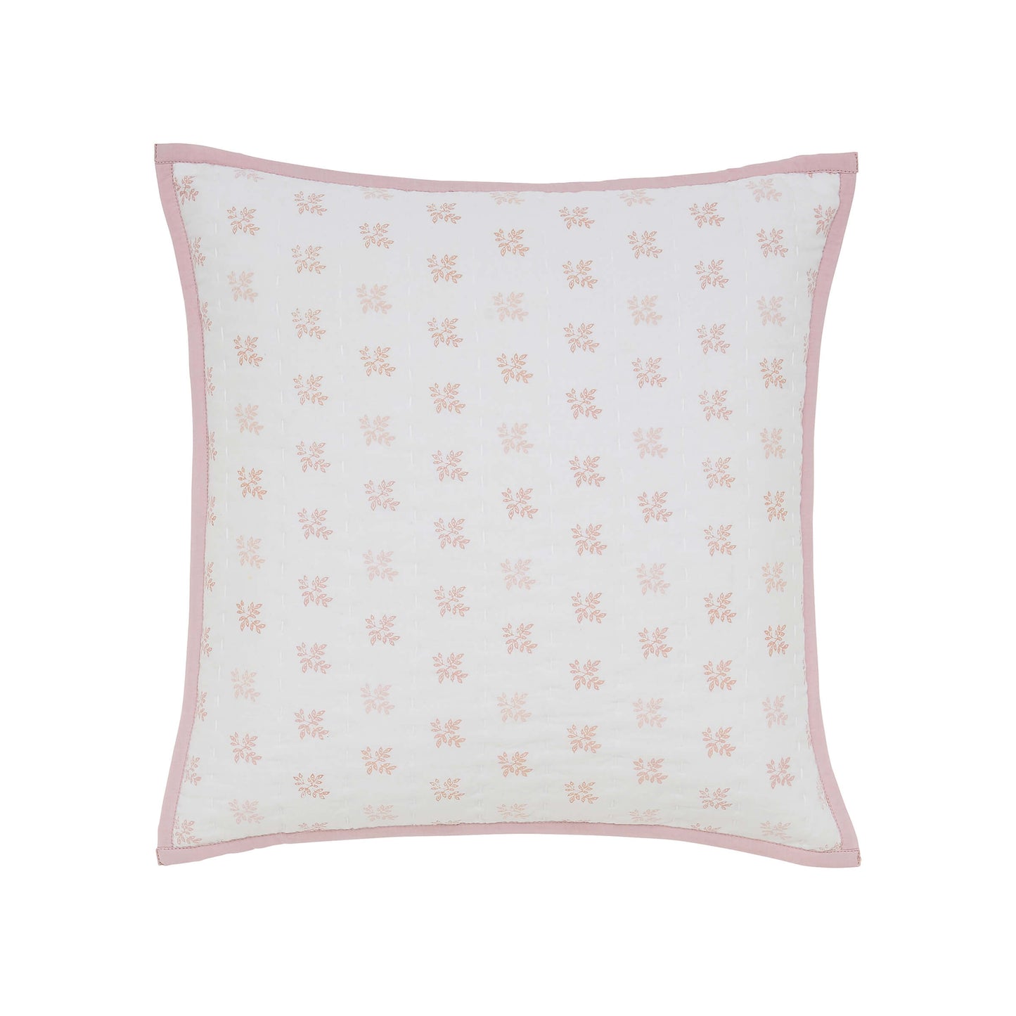Gracie Quilted Cushion 40cm x 40cm, Rose Shell & White