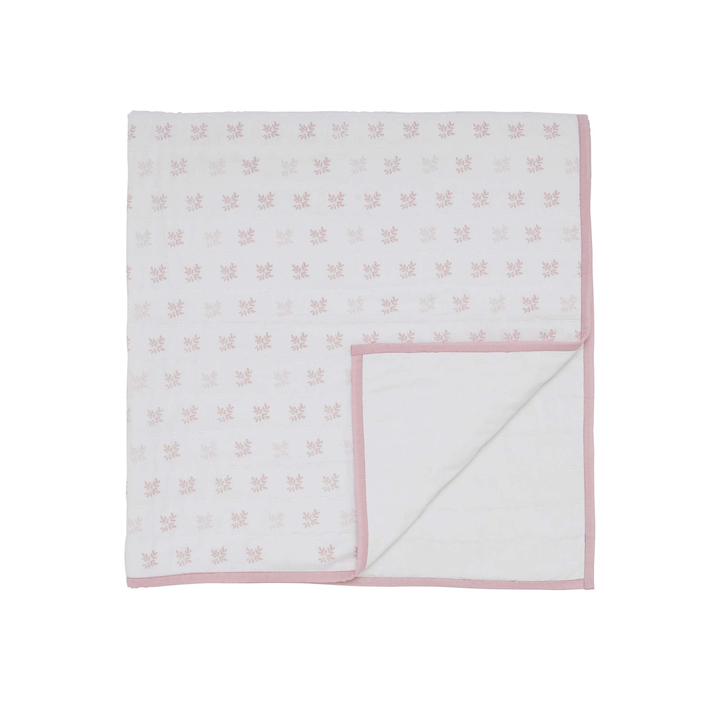 Gracie Quilted Throw, Rose Shell & White