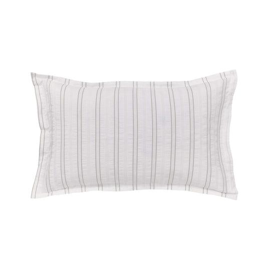 White Striped Waffle Oxford Pillowcase With Green