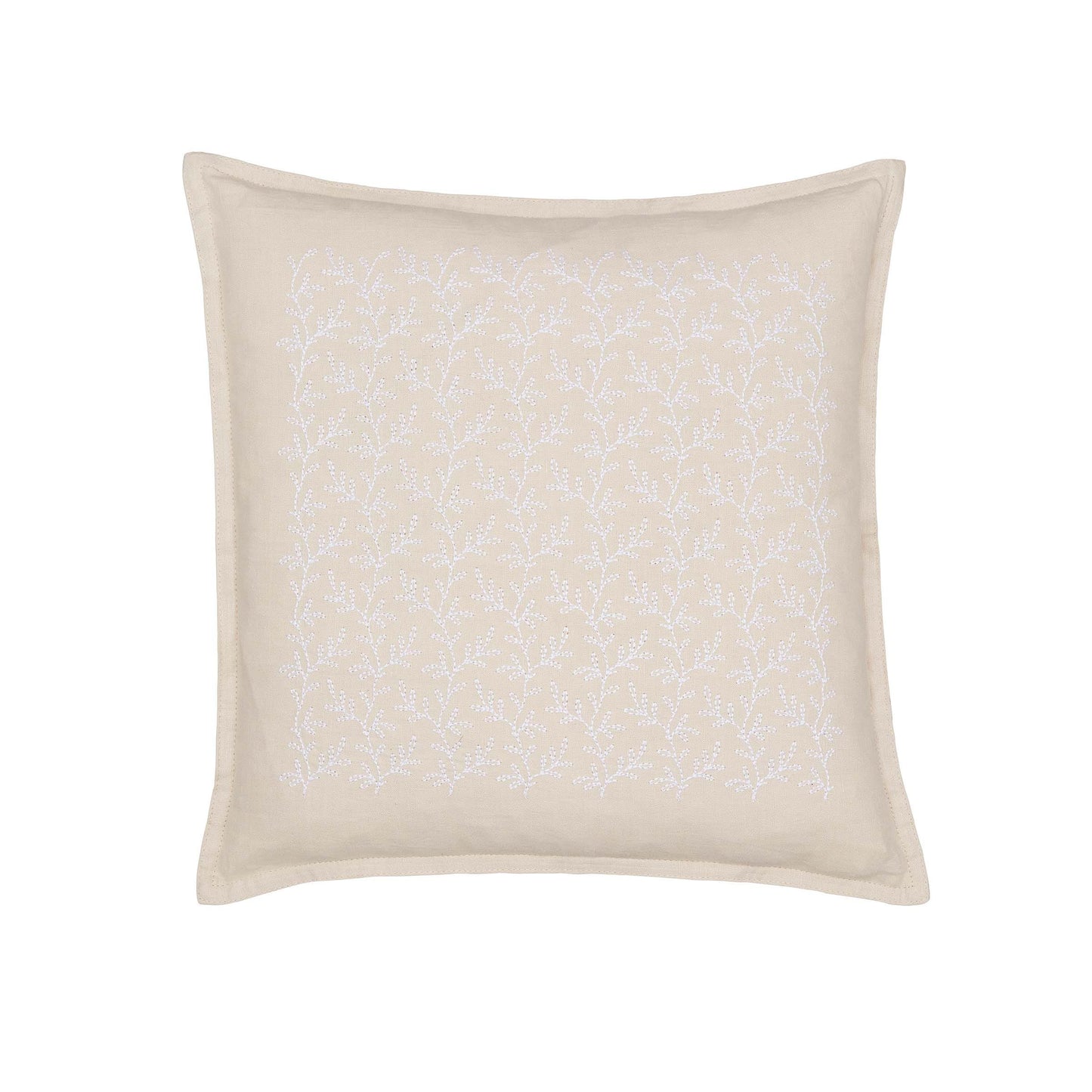 Embroidered Thyme Cushion in Linen