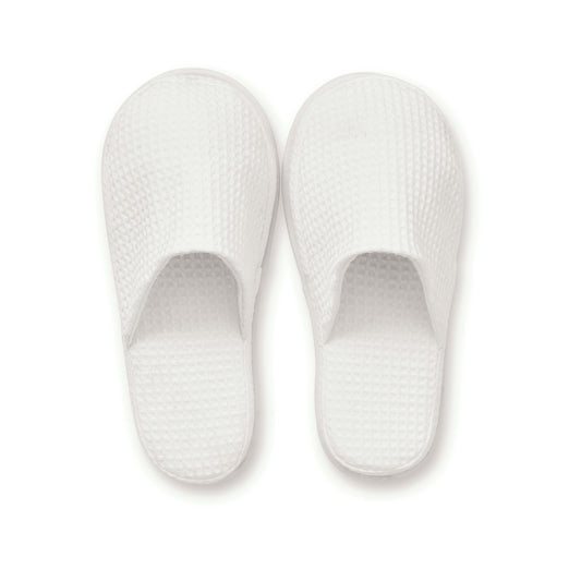 Spa Collection Waffle Slippers, White
